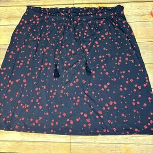 J. Jill Elastic Waist Tasseled Navy Floral Casual Nautical Beach Skirt Sz 2X
